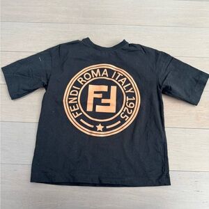 Fendi Kids Tee with Black and Orange Emblem size 6Y